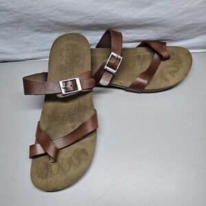 Yokono Brown Leather Strappy Thong Sandals Women's Size 8